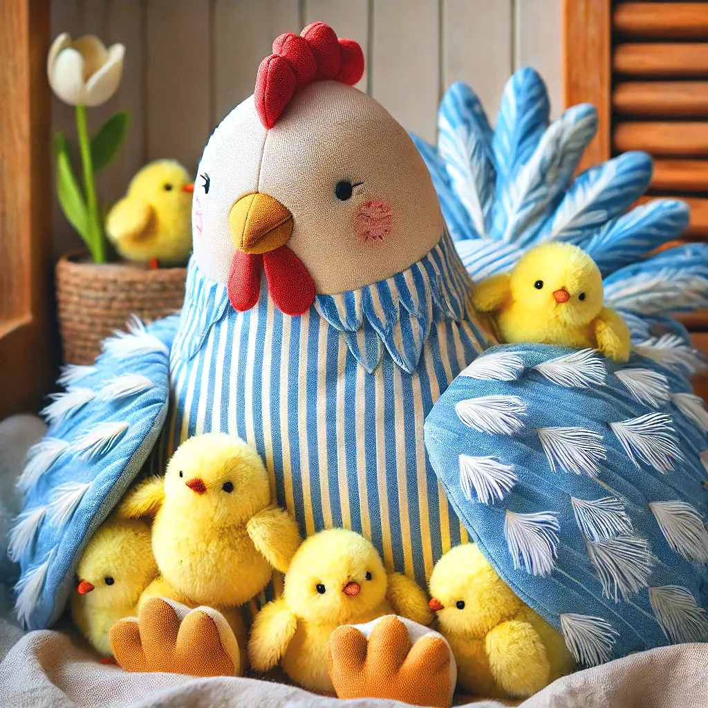 Blue Striped Hen with Chicks