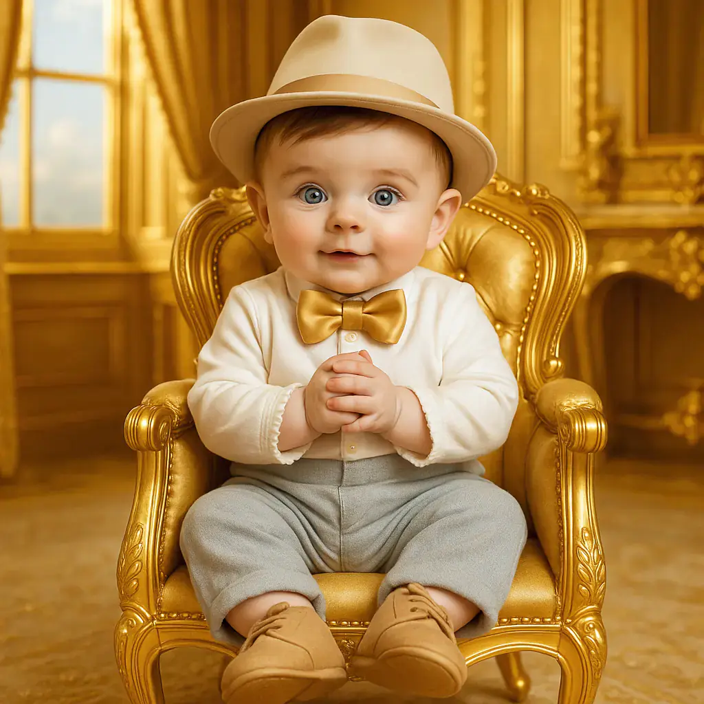 Golden-Themed Infant Portrait