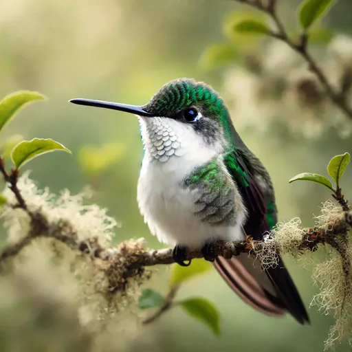 Green-and-white hummingbird