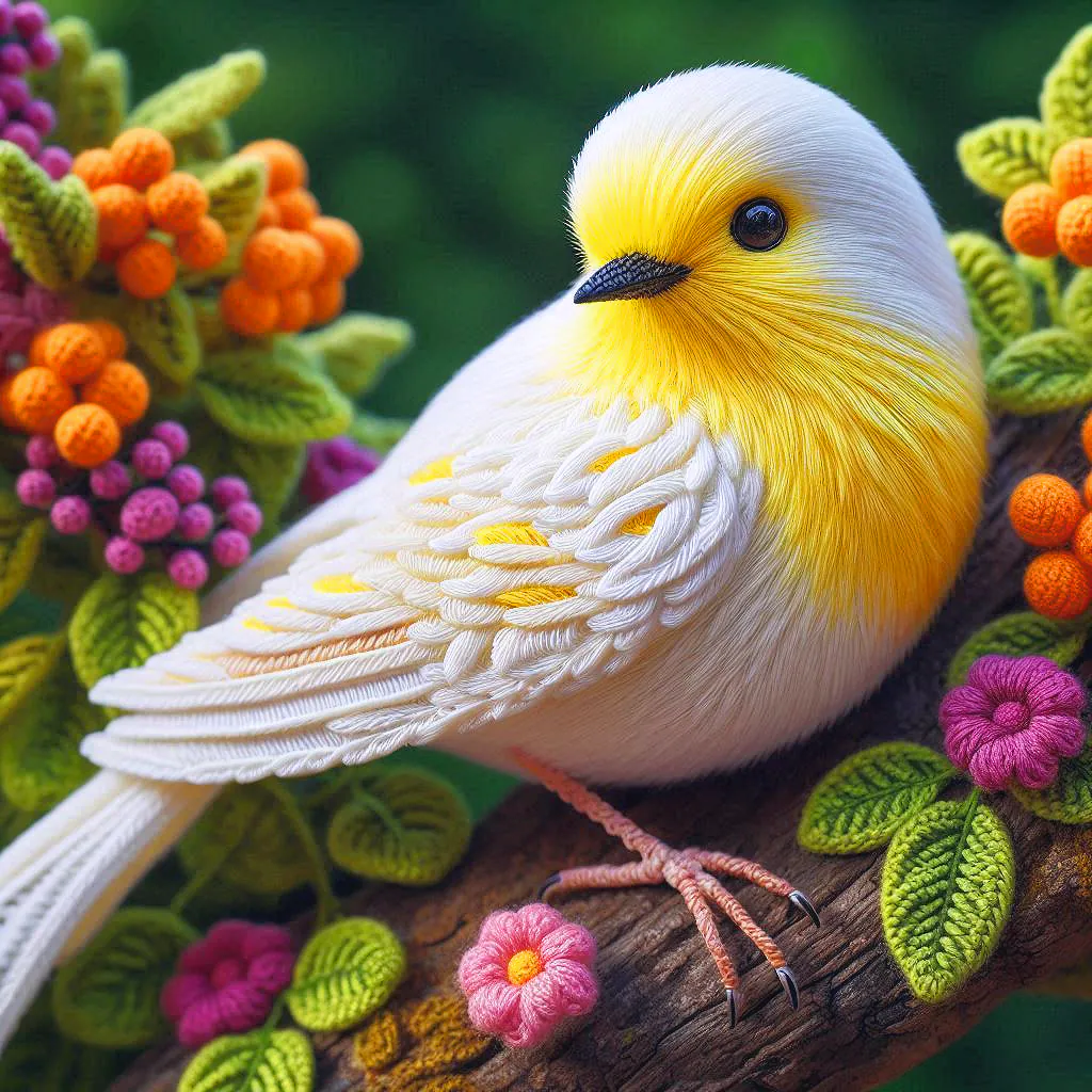 Leucistic Pale Yellow Robin Bird