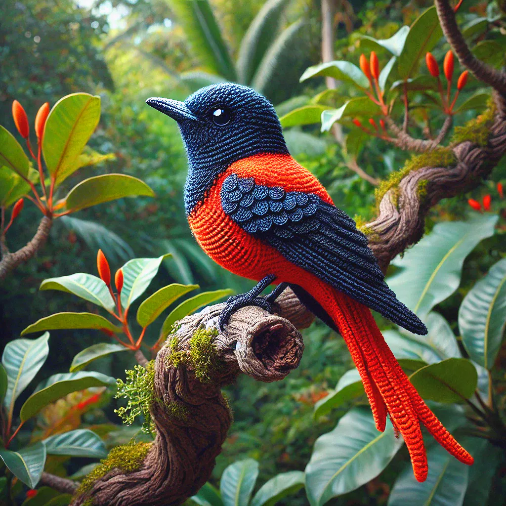 Red and Orange-bellied Paradise Flycatcher