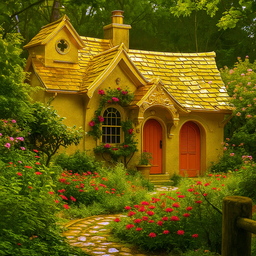 Golden Cottage in the Garden