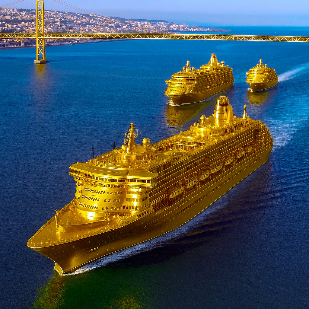 Golden Cruise Ships at Golden Hour