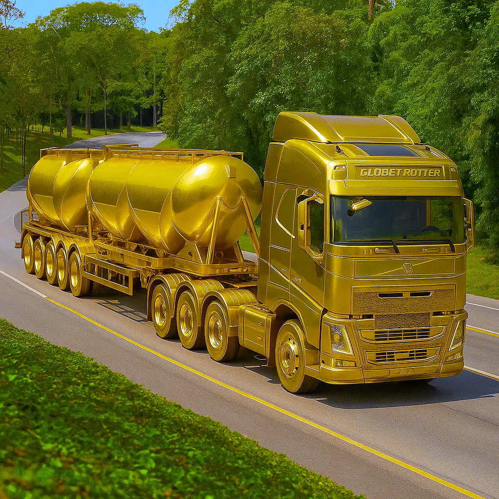 Golden Globe-Trotter on the Highway