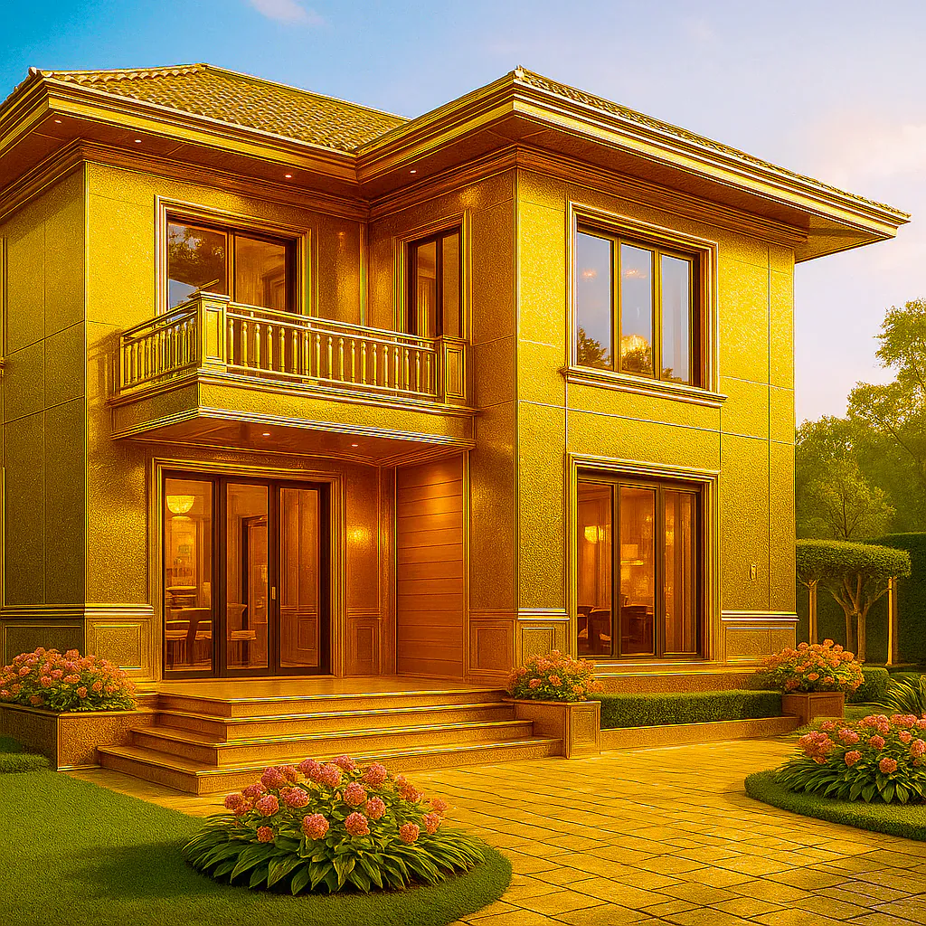 Golden Mansion at Sunset