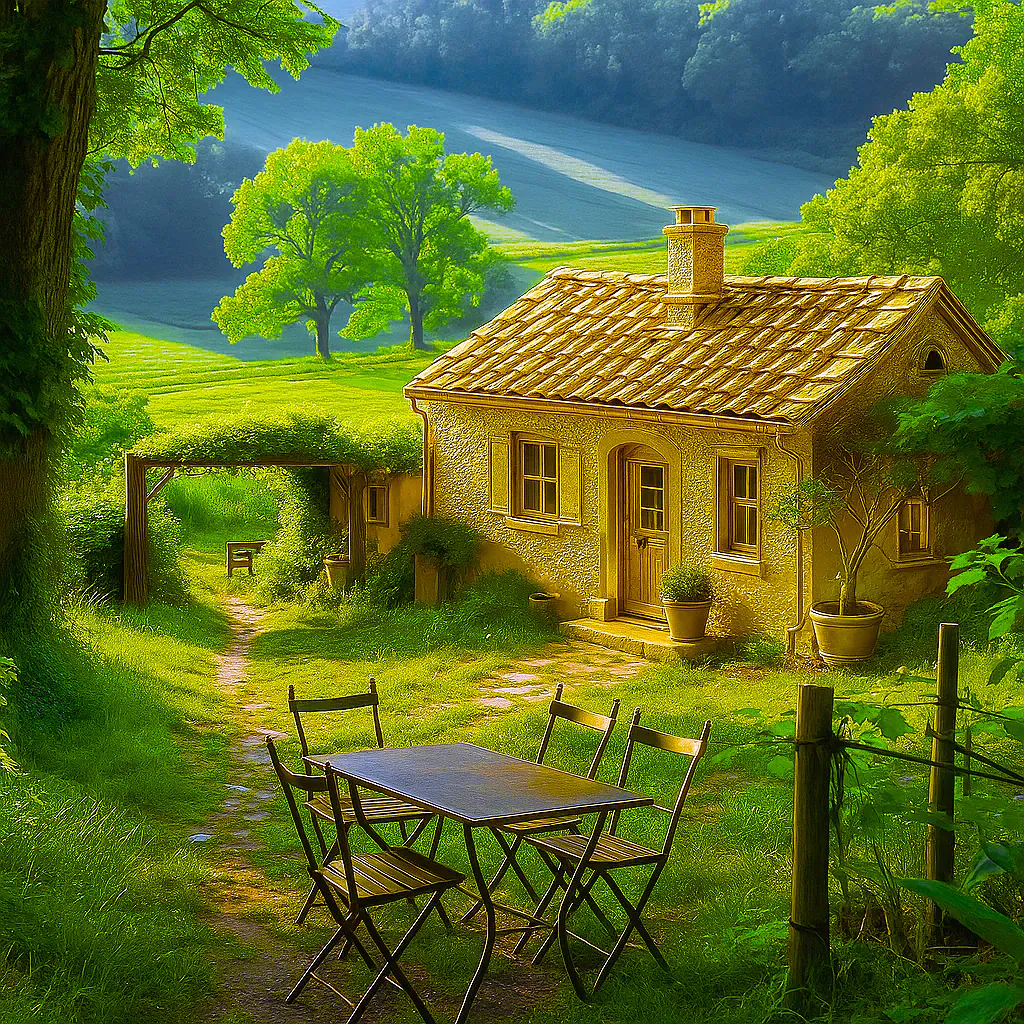 The Golden Cottage in the Valley