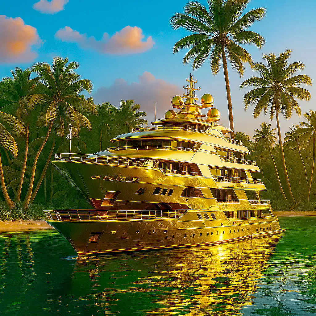 Golden Yacht in Paradise