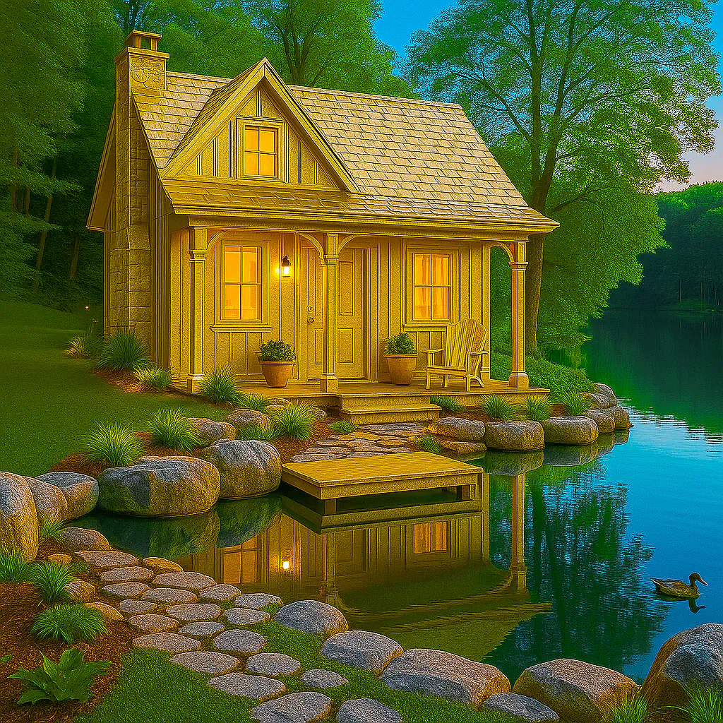 Golden Cabin by the Lake