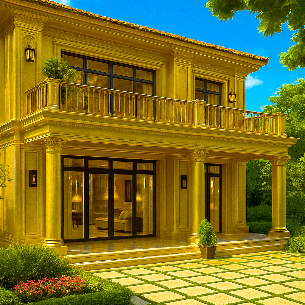 Golden House with Blue Sky