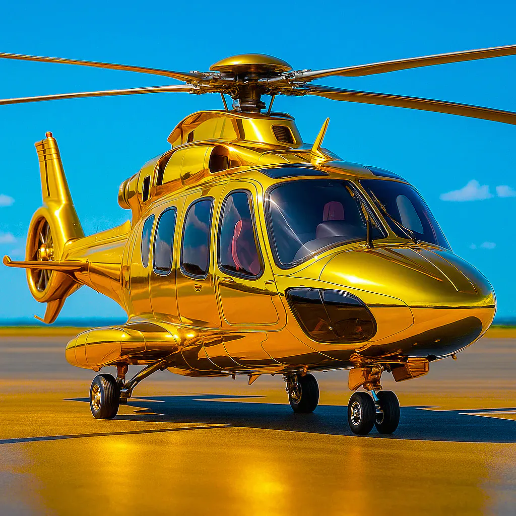 Golden Helicopter on Tarmac