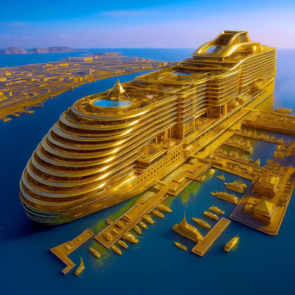 Golden Fantasy City Ship
