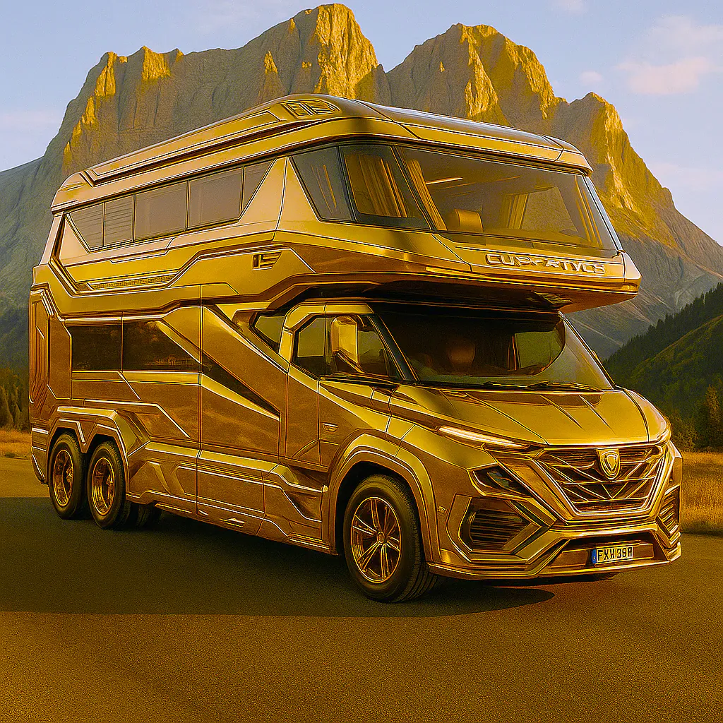 Golden Bus on Mountain Road