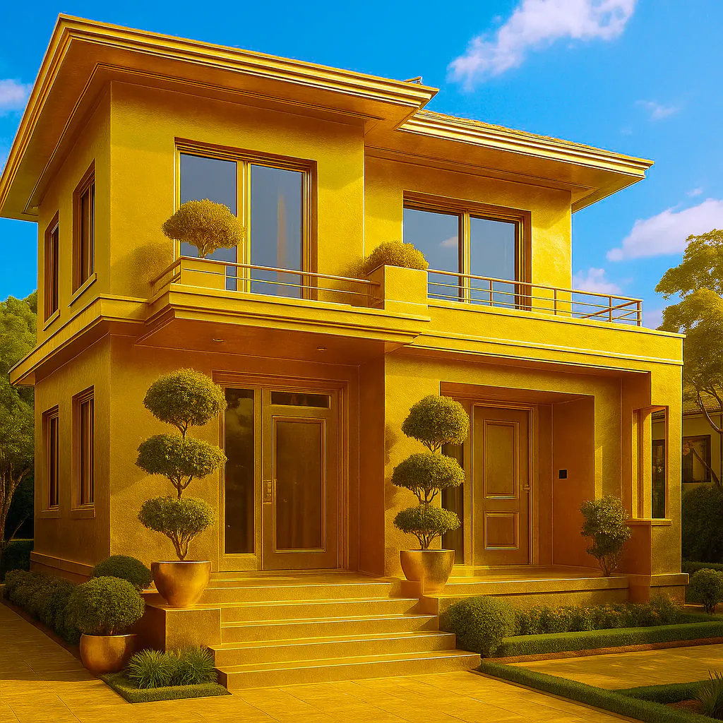Golden Mansion at Sunset