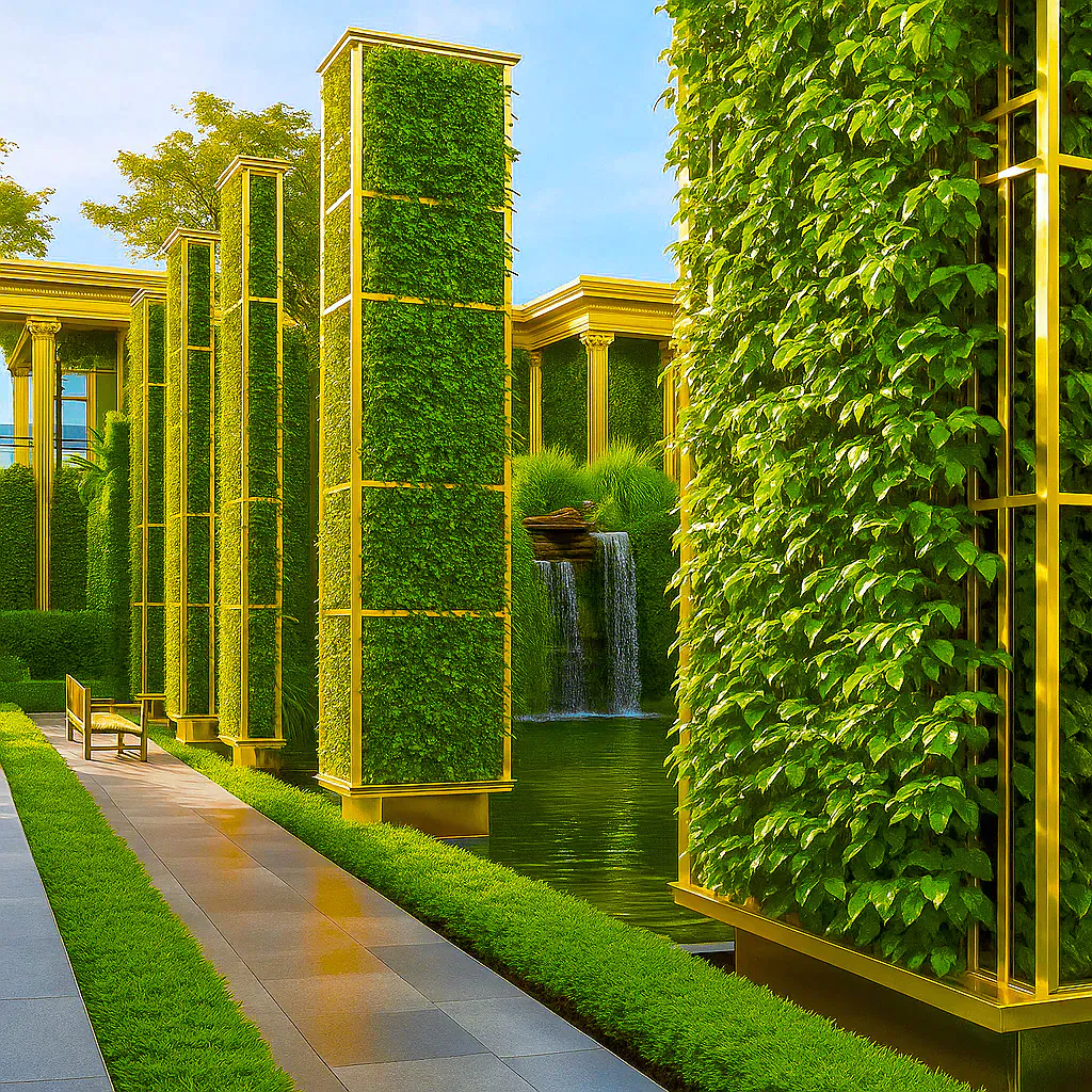 Golden Vines and Waterfall Oasis
